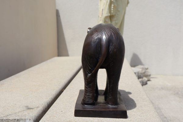 Vintage Bronze Elephant with the trunk up. - Image 4