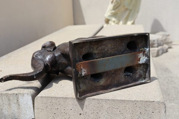 Vintage Bronze Elephant with the trunk up. - Image 8
