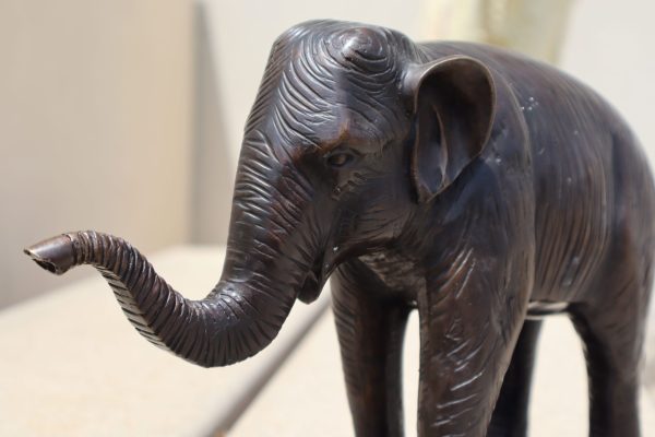 Vintage Bronze Elephant with the trunk up. - Image 5
