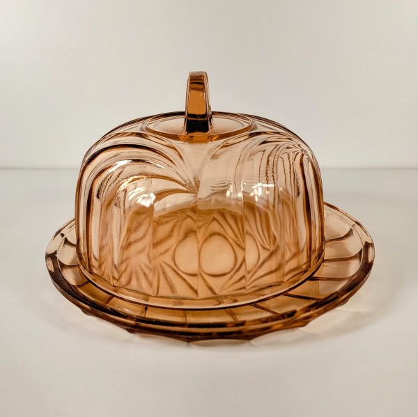 Vintage Art Deco Depression Glass cheese Platter with Dome “Made in France” - Image 4