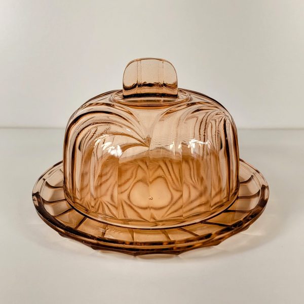 Vintage Art Deco Depression Glass cheese Platter with Dome “Made in France” - Image 3