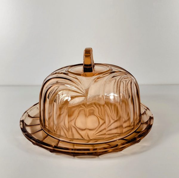 Vintage Art Deco Depression Glass cheese Platter with Dome “Made in France” - Image 2