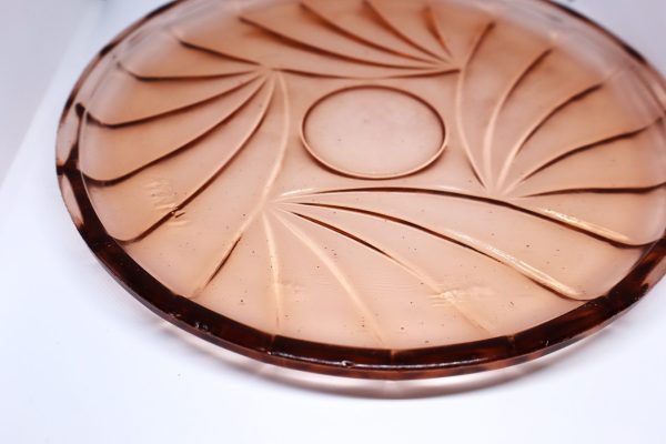 Vintage Art Deco Depression Glass cheese Platter with Dome “Made in France” - Image 7