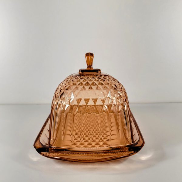 Vintage Art Deco Depression Glass cheese Platter with Dome - Image 2
