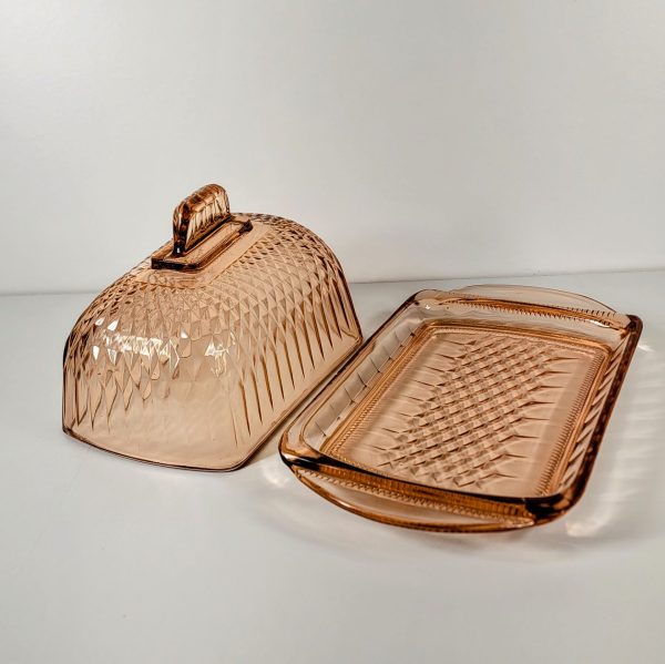 Vintage Art Deco Depression Glass cheese Platter with Dome - Image 5