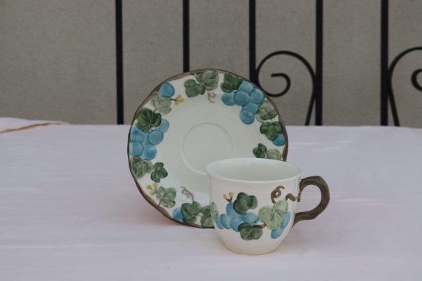 6 Sculpture Grape teacup and Saucer by Metlox. - Image 8