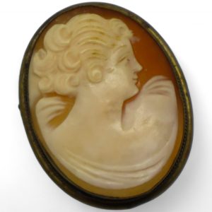 Antique Cameo Brooch & Pendant Framed in Brass