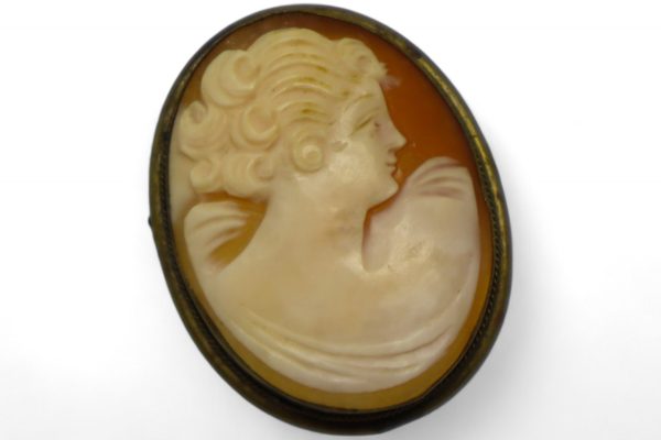Antique Cameo Brooch & Pendant Framed in Brass