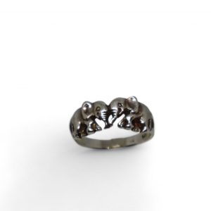 Sterling Silver Ring of Two Elephants