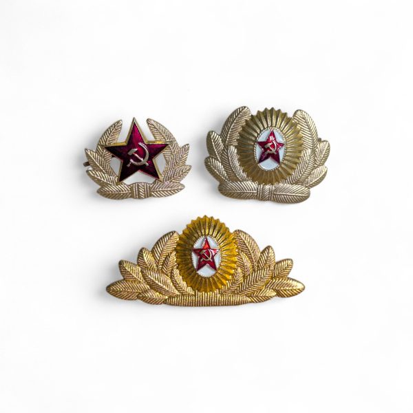 Russia, Soviet Union Gold Metal Cockade Hat Badge, Three in a Lot
