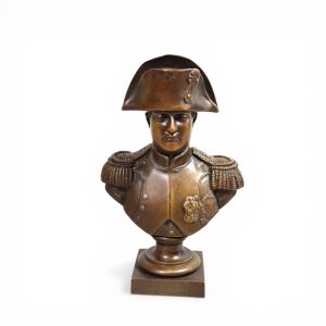 Napoleon Bonaparte Antique Bronze Bust with signature and hallmark markings.